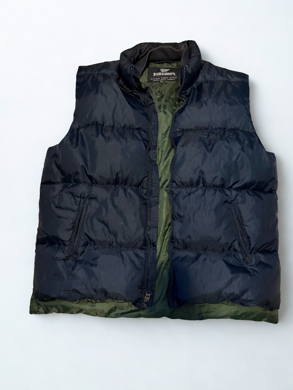 Steve & Barry's Navy Puffer Vest with Olive Lining